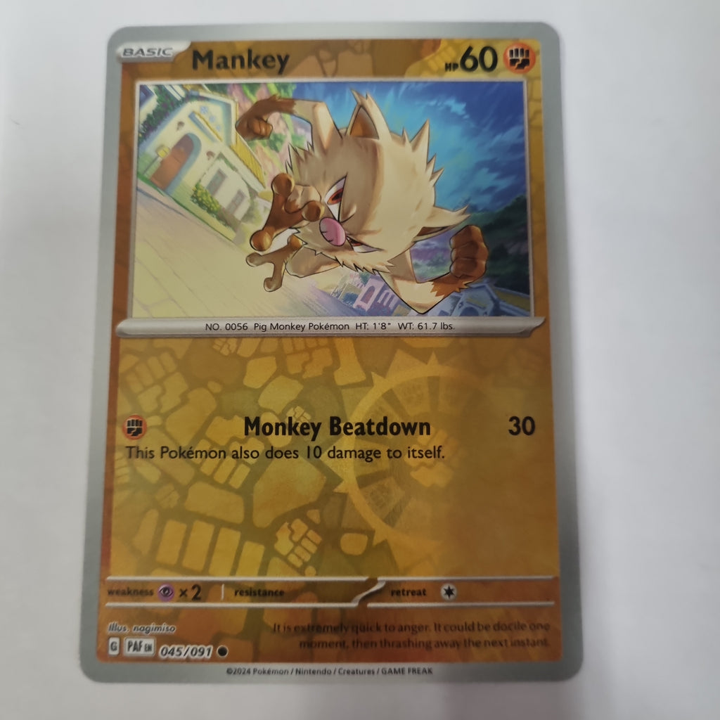 Pokemon TCG - Paldean Fates - #45 - Mankey - common - Reverse Holo