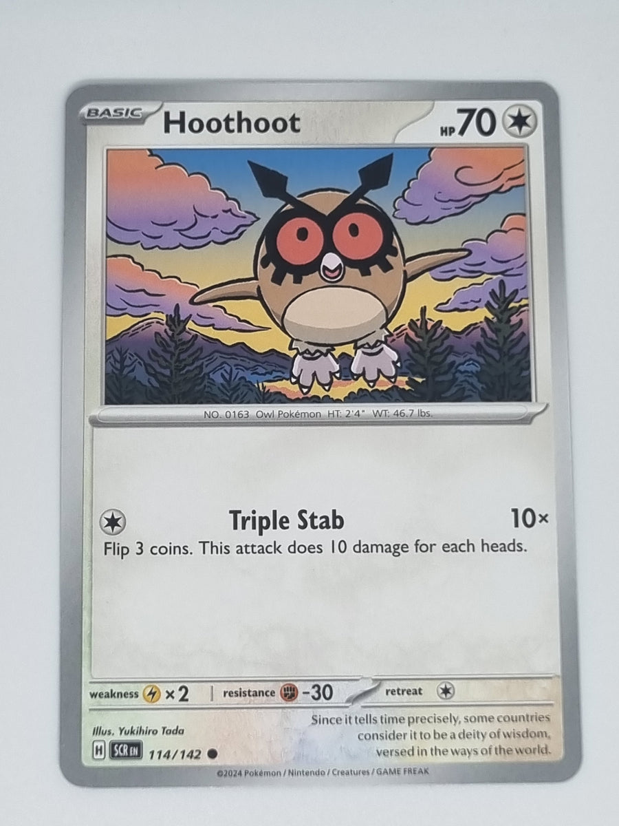 Pokemon TCG - Stellar Crown - #114/142 - HootHoot - Common Funporium Pokemon TCG - Stellar Crown - #114/142 - HootHoot - Common Funporium