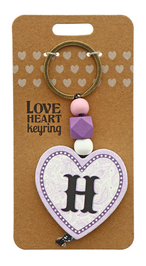 H Love heart Keyring from TSK. Available at the Funporium Australia's gift store.