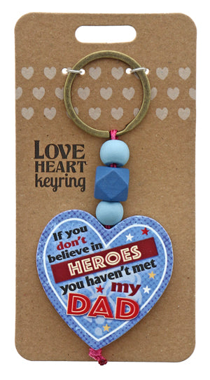 Dad Heroes Love heart Keyring from TSK. Available at the Funporium Australia's gift store.