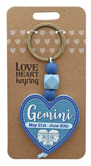 Gemini Love heart Keyring from TSK. Available at the Funporium Australia's gift store.