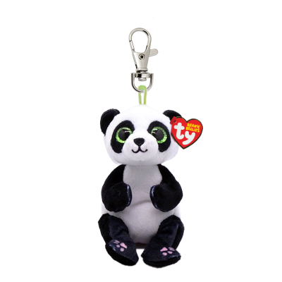 TY Beanie Boo Ying the Black and White Panda. Clip on Keychain.