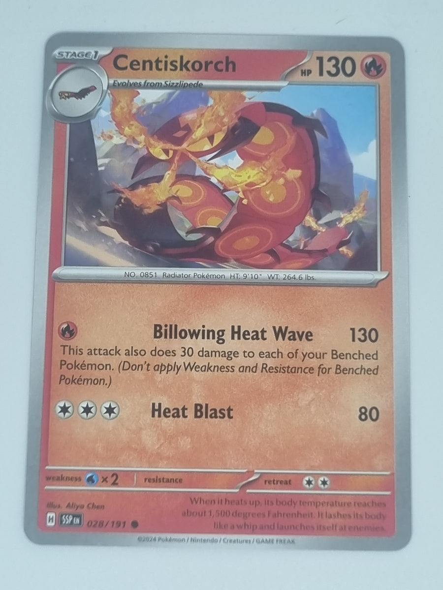 Pokemon TCG - Surging Sparks - #028/191 - Centiskorch - Common Funporium Pokemon TCG - Surging Sparks - #028/191 - Centiskorch - Common Funporium