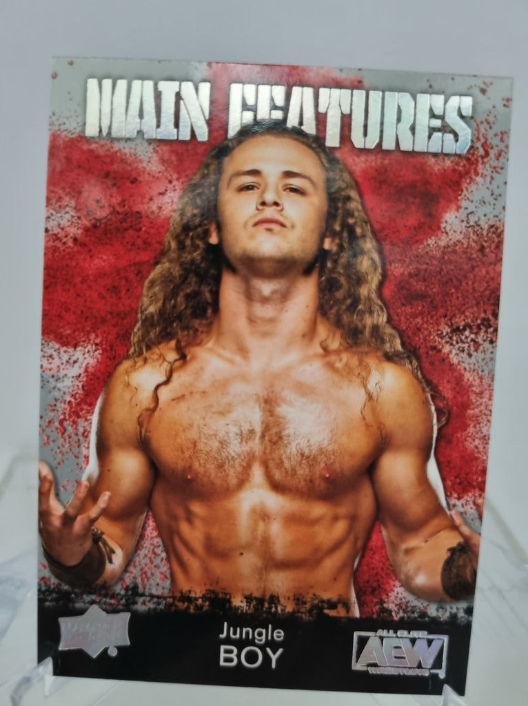 AEW Upper Deck 2021 trading card insert series Main Features Silver Parallel featuring Jungle Boy.