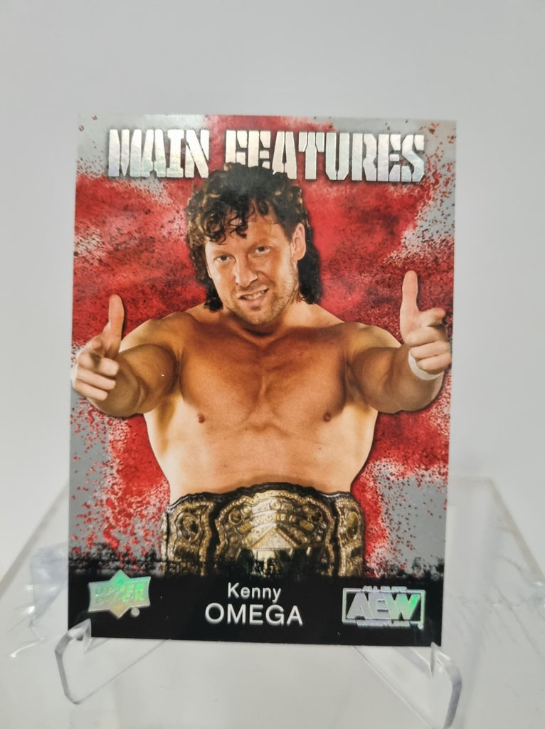AEW Upper Deck 2021 trading card insert series Main Features Silver Parallel featuring Kenny Omega.