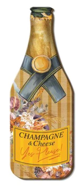 Lisa Pollock bottle shaped serving platter "Champagne & Cheese" design.