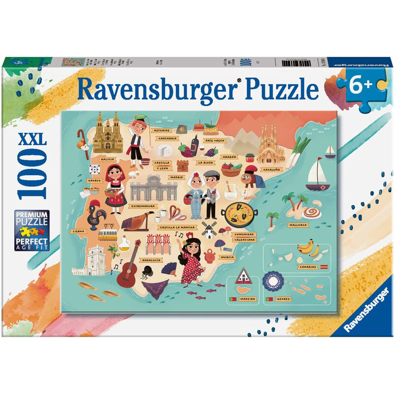 100 XXL Piece - Map of Spain & Portugal - Ravensburger Puzzle
