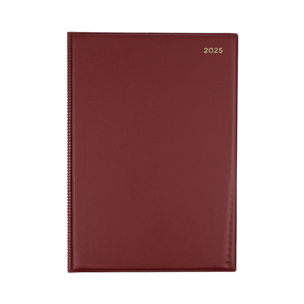 2025 Collins Debden Diary. Belmont A4 Day to Page diary in Maroon.