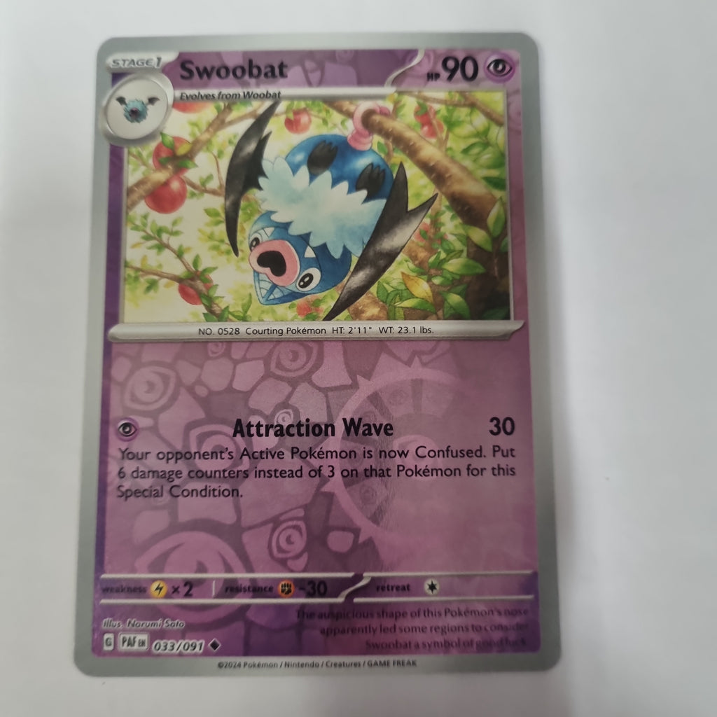 Pokemon TCG - Paldean Fates - #33 - Swoobat - Uncommon - Reverse Holo