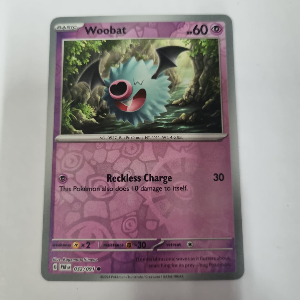Pokemon TCG - Paldean Fates - #32 - Woobat - common - Reverse Holo Funporium Pokemon TCG - Paldean Fates - #32 - Woobat - common - Reverse Holo Funporium