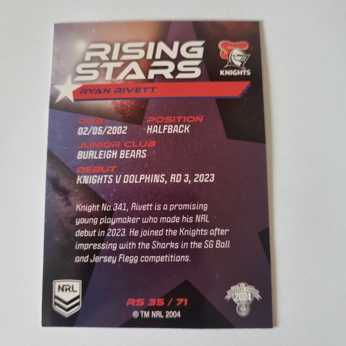 NRL 2024 Traders - Rising Stars - #RS35 - Ryan Rivett - Knights – Funporium