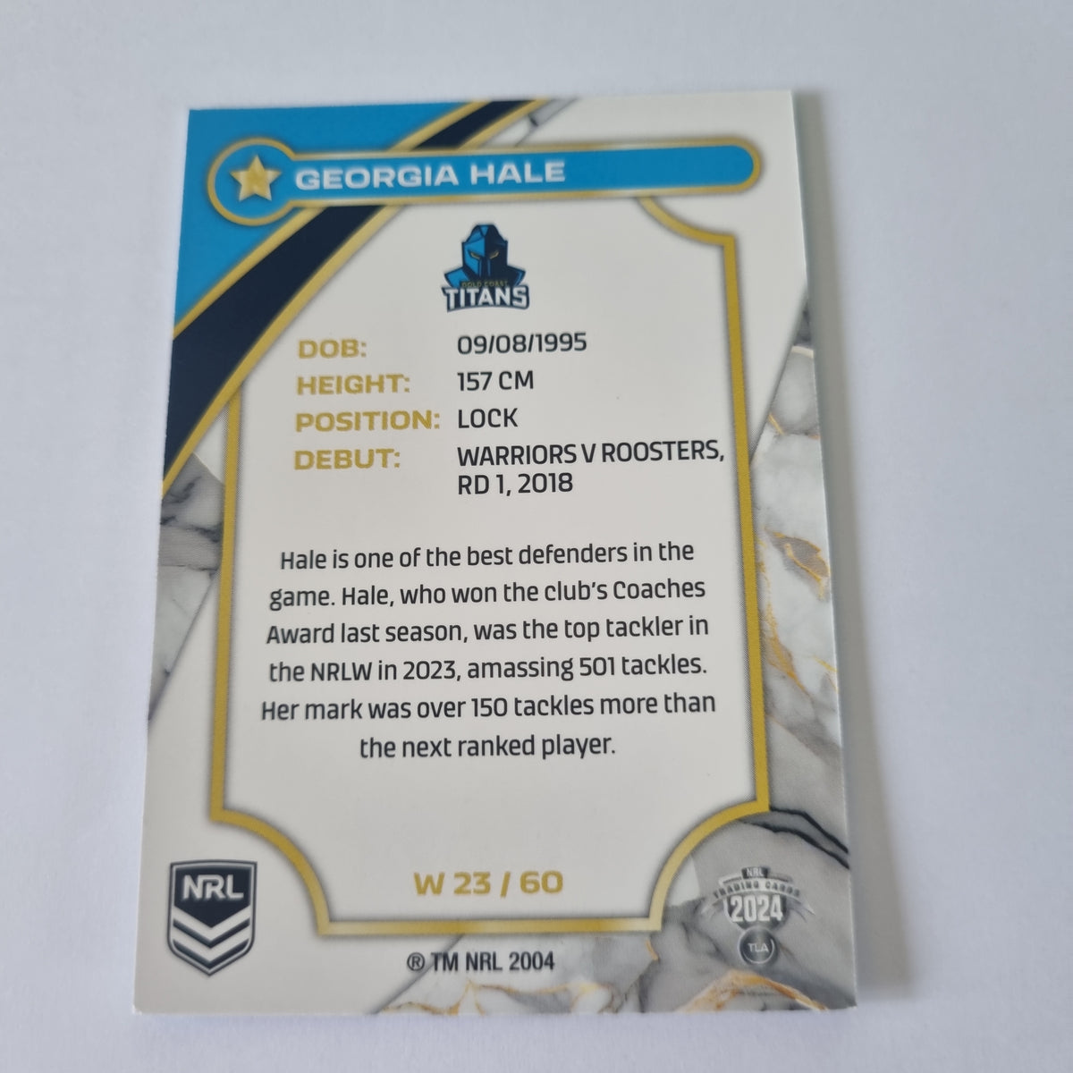 NRL 2024 Traders - NRLW - #W23 - Georgia Hale - Titans – Funporium