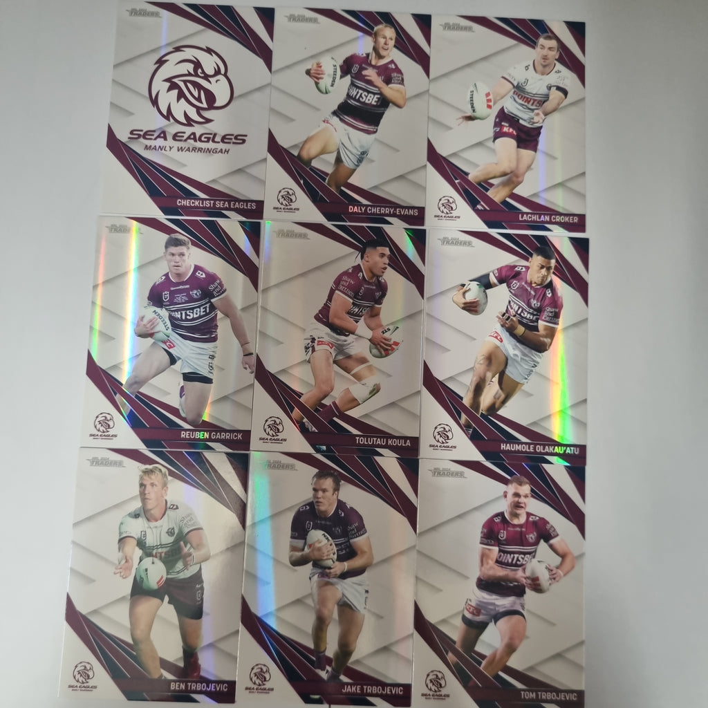 NRL 2024 Traders - Pearl Team Set 9 Cards - Manly Sea-Eagles