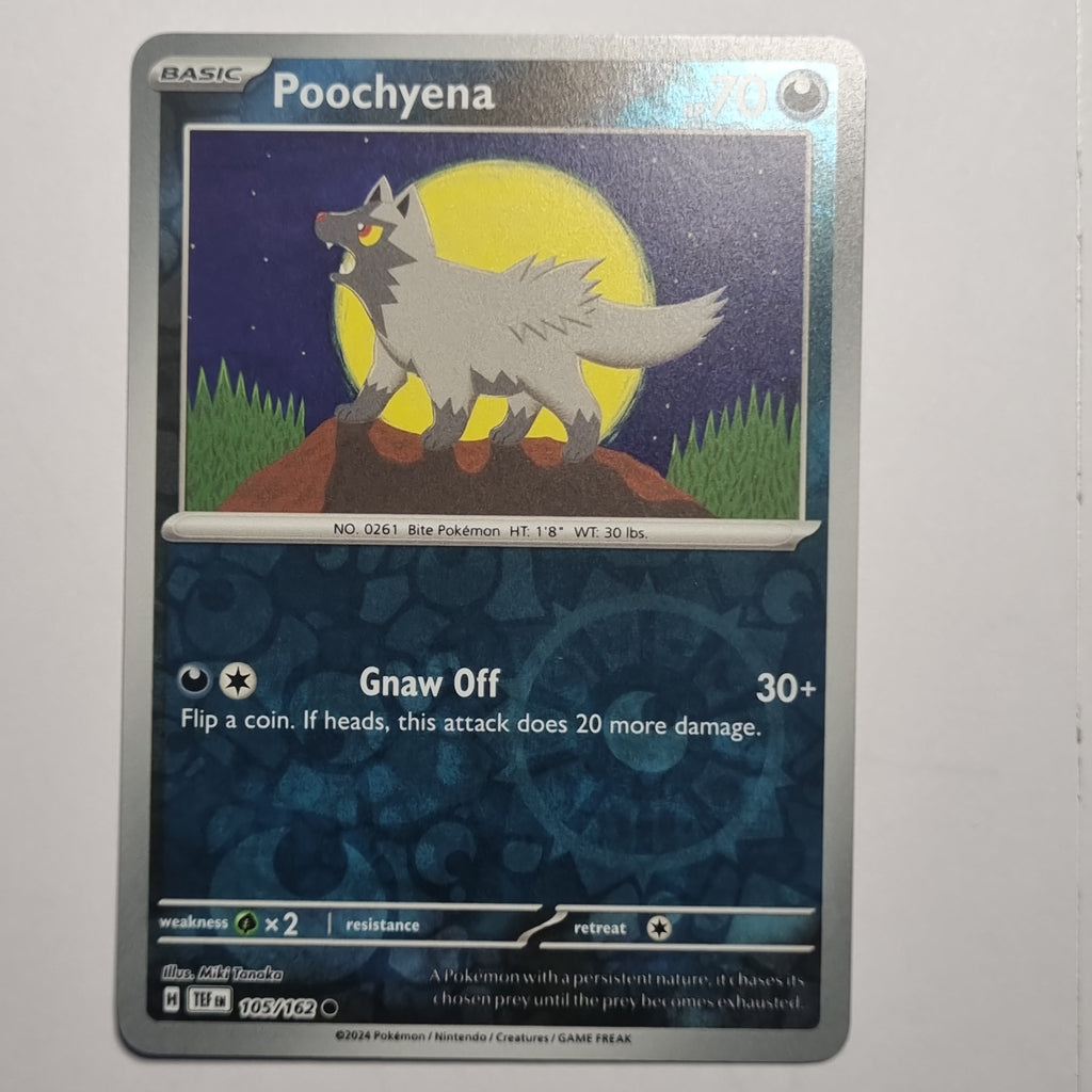 Pokemon TCG - Temporal Forces - #105 - Poochyena - Reverse Holo Common