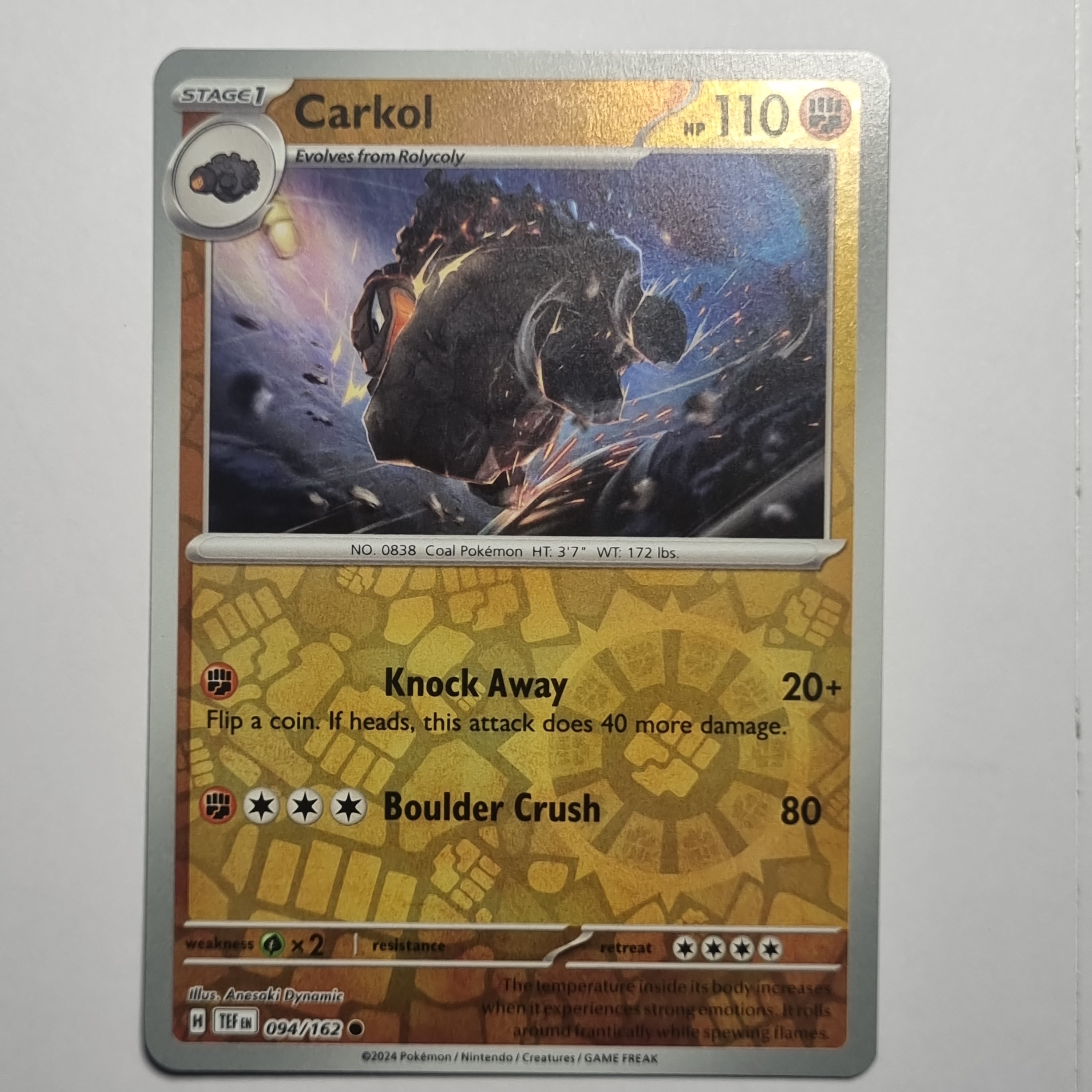 Pokemon TCG - Temporal Forces - #094 - Carkol - Reverse Holo