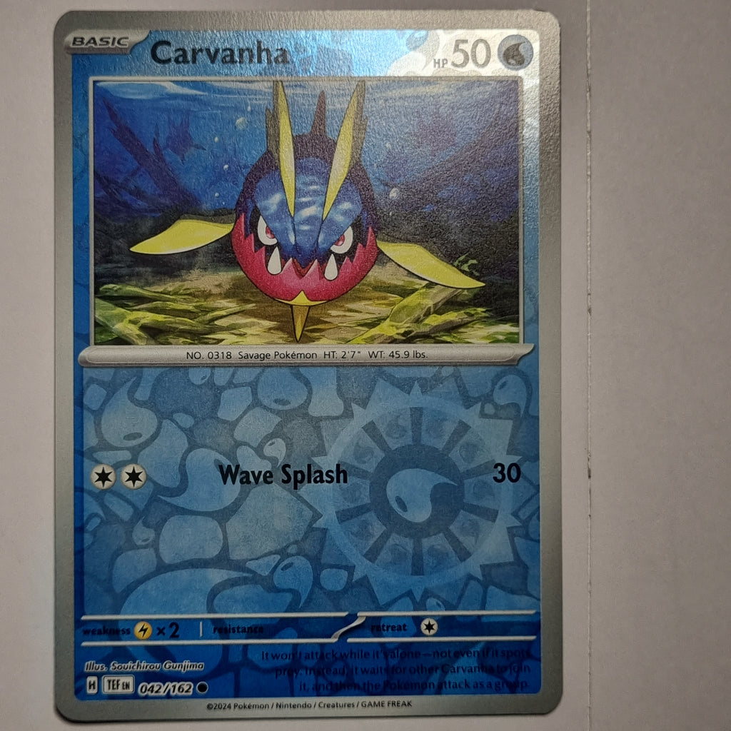 Pokemon TCG - Temporal Forces - #042 - Carvanha - Reverse Holo Common