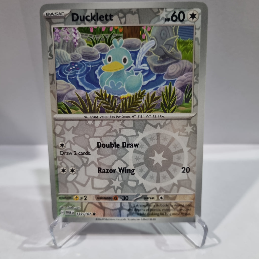 Pokemon TCG - Twilight Masquerade - 139 - Ducklett Reverse Holo Common Funporium Pokemon TCG - Twilight Masquerade - 139 - Ducklett Reverse Holo Common Funporium