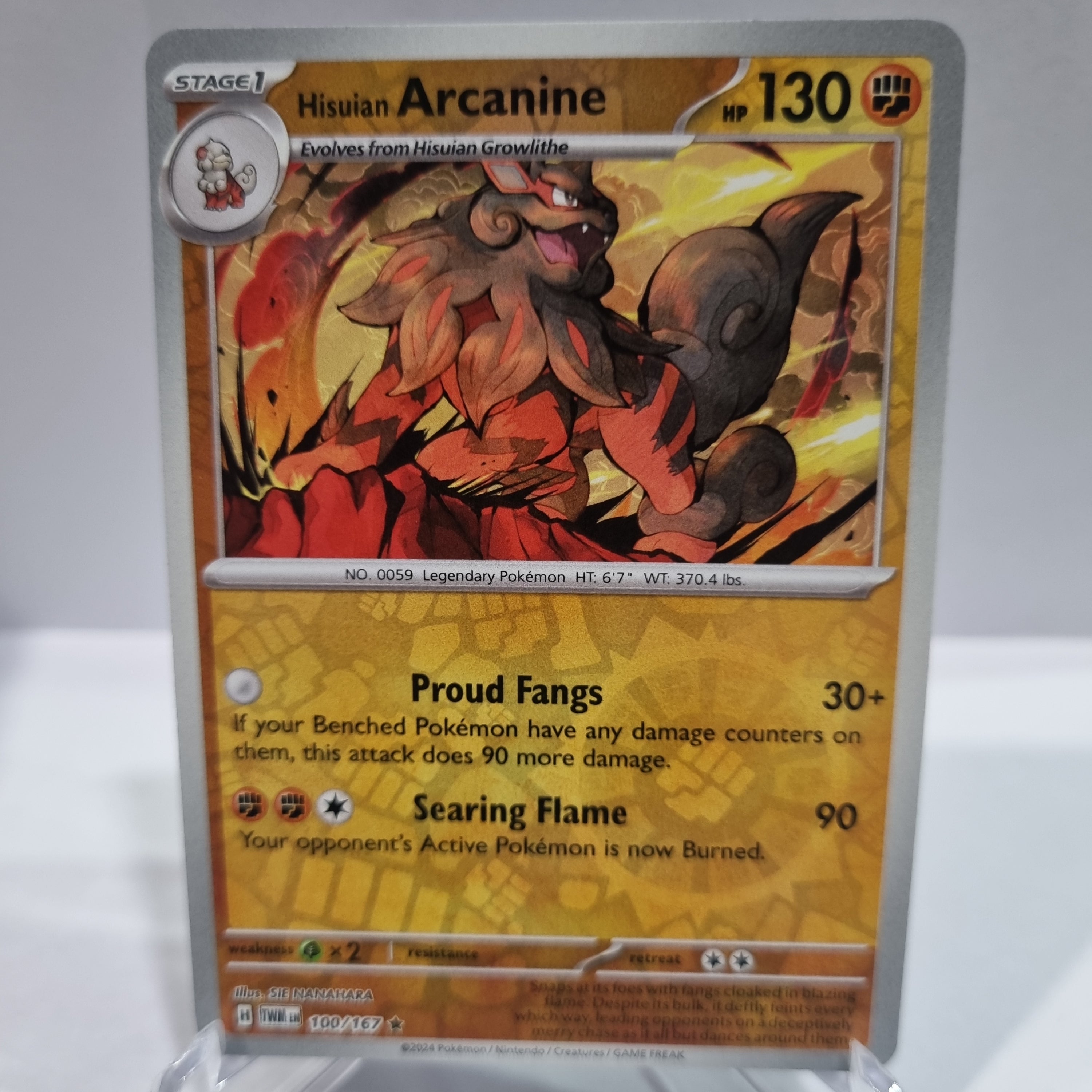 Pokemon Twilight Masquerade #100 Hisuian Arcanine Reverse Holo