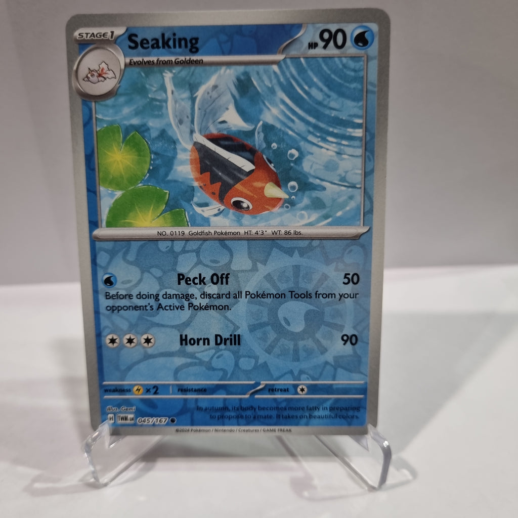 Pokemon TCG - Twilight Masquerade - #45 - Seaking Reverse Holo Common Funporium Pokemon TCG - Twilight Masquerade - #45 - Seaking Reverse Holo Common Funporium
