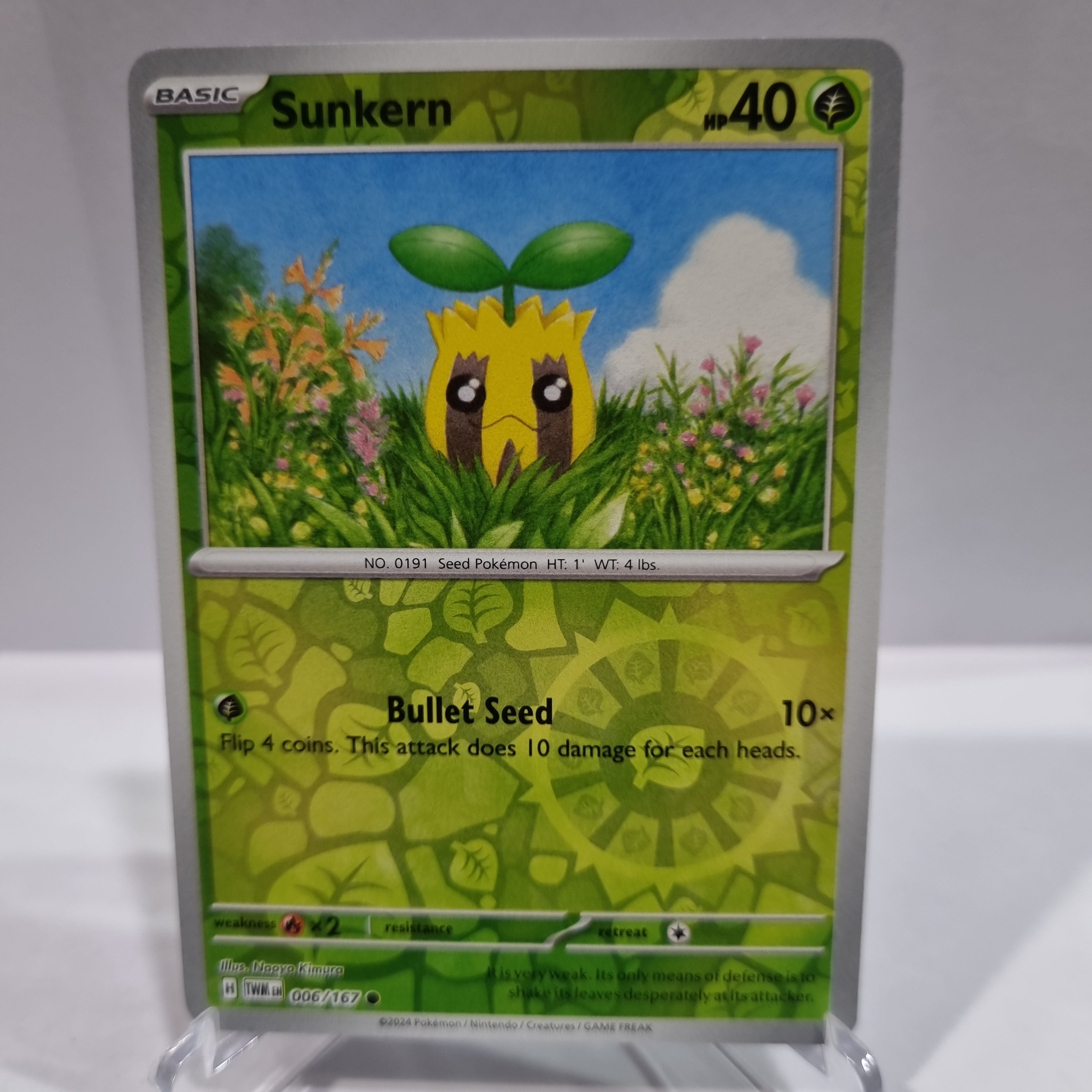 Pokemon TCG - Twilight Masquerade - #6 - Sunkern - Reverse Holo Common Funporium Pokemon TCG - Twilight Masquerade - #6 - Sunkern - Reverse Holo Common Funporium