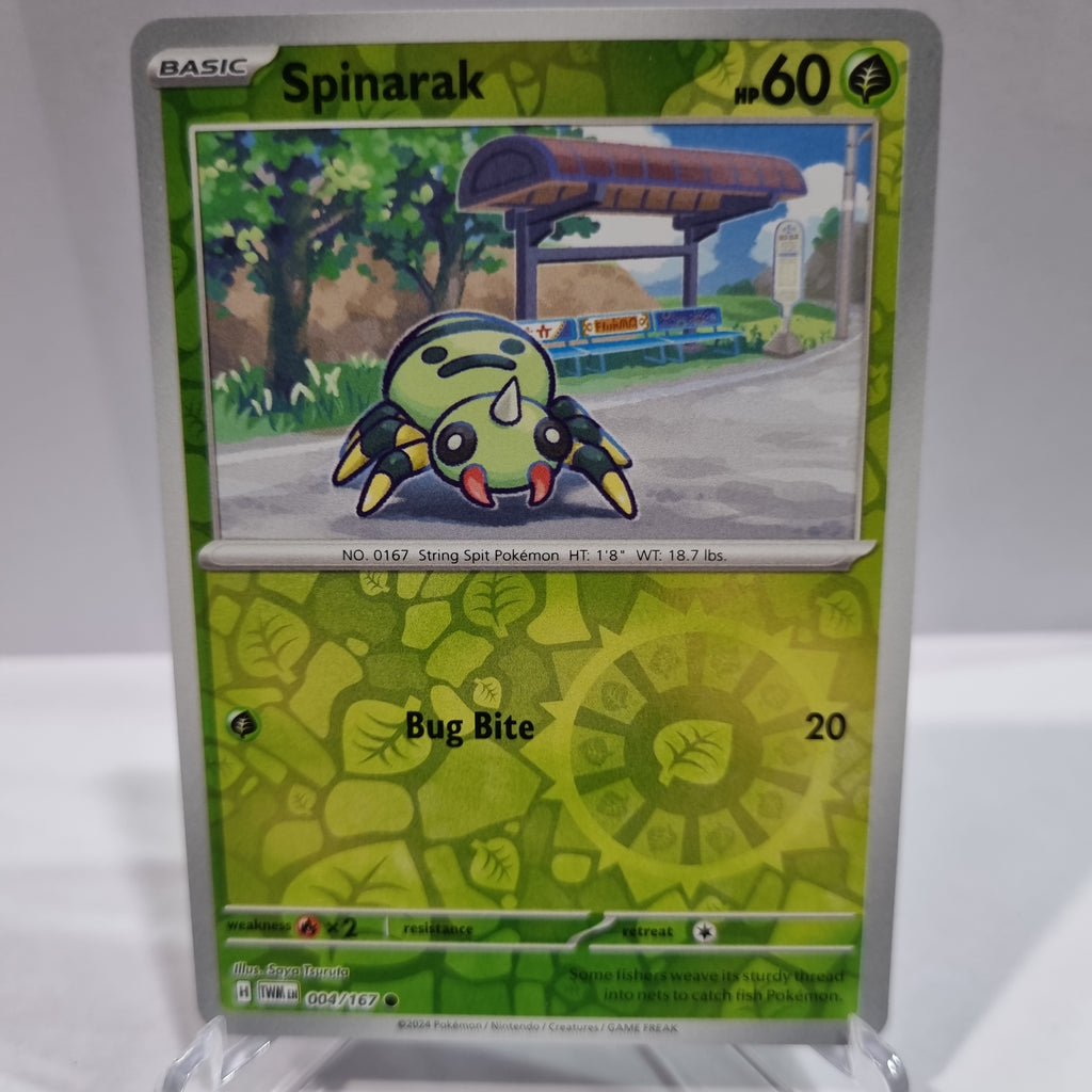 Pokemon TCG - Twilight Masquerade - #4 - Spinarak Reverse Holo Common Funporium Pokemon TCG - Twilight Masquerade - #4 - Spinarak Reverse Holo Common Funporium