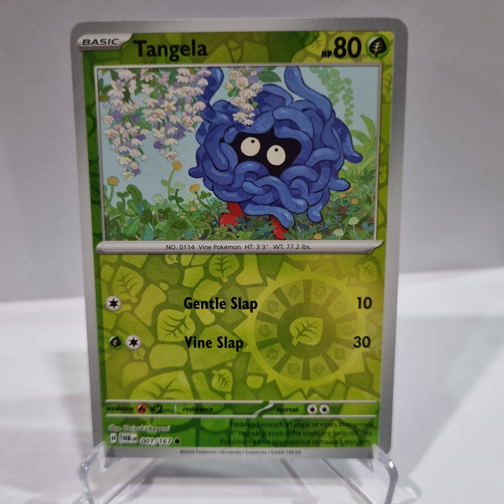 Pokemon TCG Scarlet & Violet expansion Twilight Masquerades. Tangela Reverse Holo card.