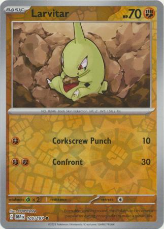 Pokemon TCG -Obsidian Flames -#105 -Larvitar -Common -Reverse Holo