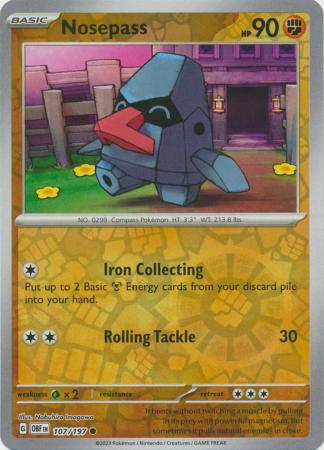 Pokemon TCG -Obsidian Flames -#107 -Nosepass -Common -Reverse Holo