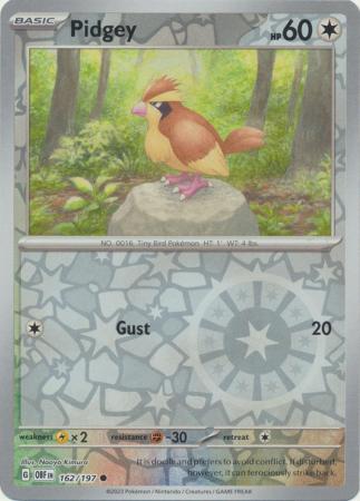 Pokemon TCG -Obsidian Flames -#162 -Pidgey -Common -Reverse Holo