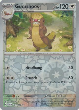 Pokemon TCG -Obsidian Flames -#177 -Gumshoos -Uncommon -Reverse Holo