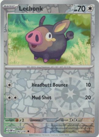 Pokemon TCG -Obsidian Flames -#182 -Lechonk -Common -Reverse Holo –  Funporium