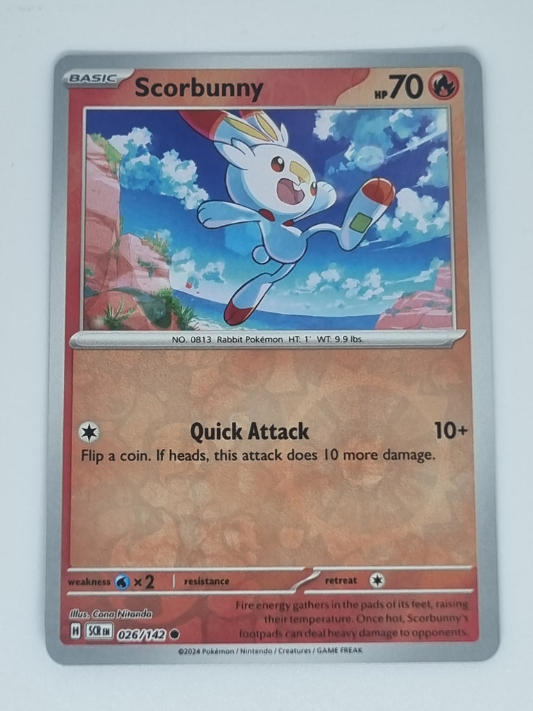 Pokemon TCG - Stellar Crown - #026/142 - Scorbunny - Common - Reverse Holo