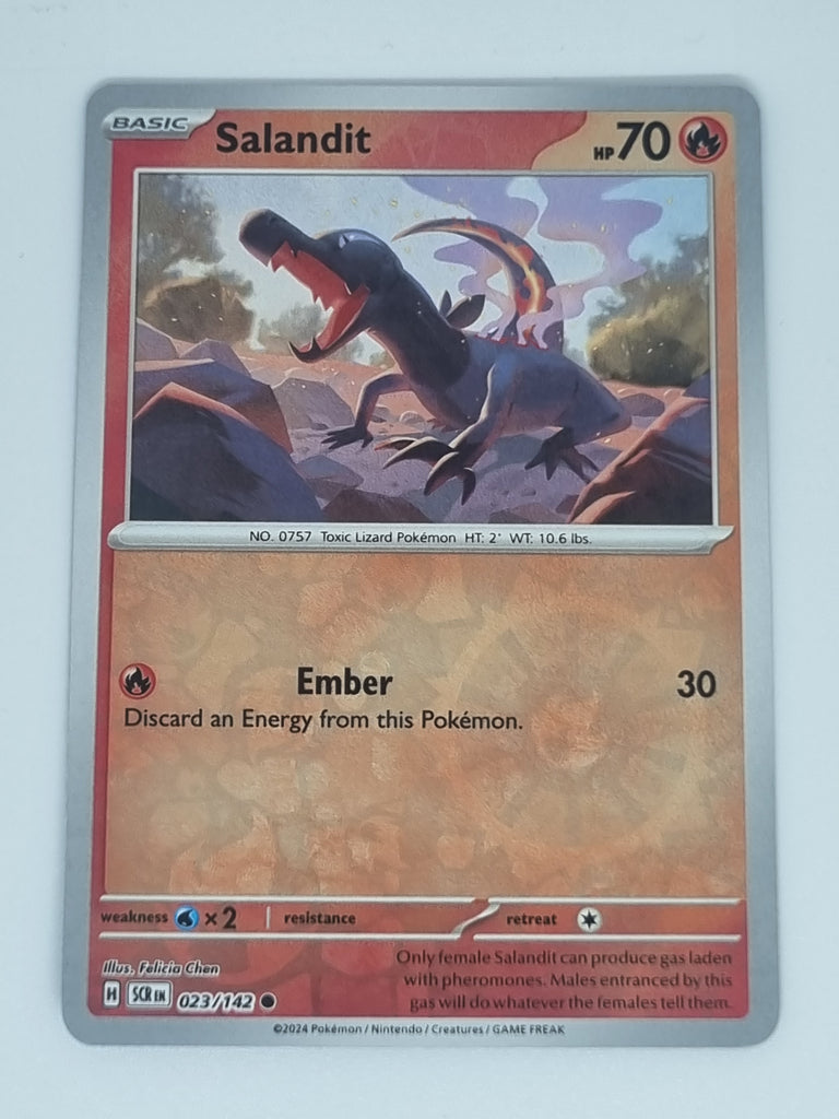 Pokemon TCG - Stellar Crown - #023/142 - Salandit - Common - Reverse Holo