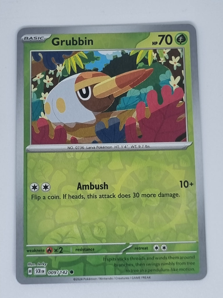 Pokemon TCG - Stellar Crown - #009/142 - Grubbin - Common - Reverse Holo