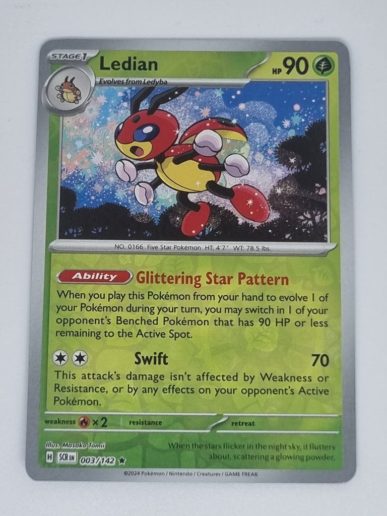 Pokemon TCG - Stellar Crown - #003/142 - Ledian - Rare - Reverse Holo