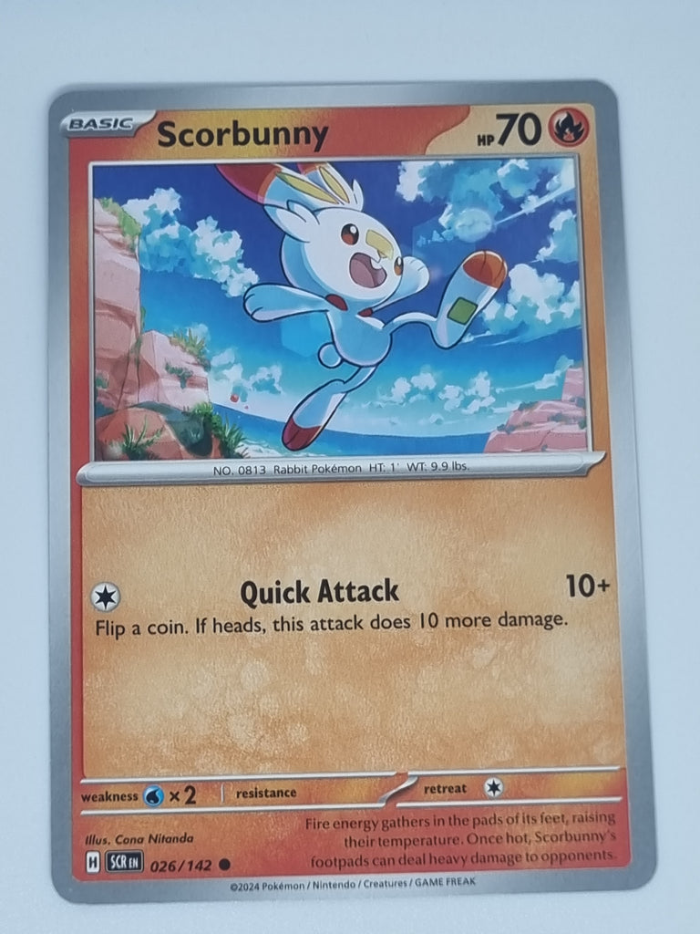 Pokemon TCG - Stellar Crown - #026/142 - Scorbunny - Common Funporium Pokemon TCG - Stellar Crown - #026/142 - Scorbunny - Common Funporium