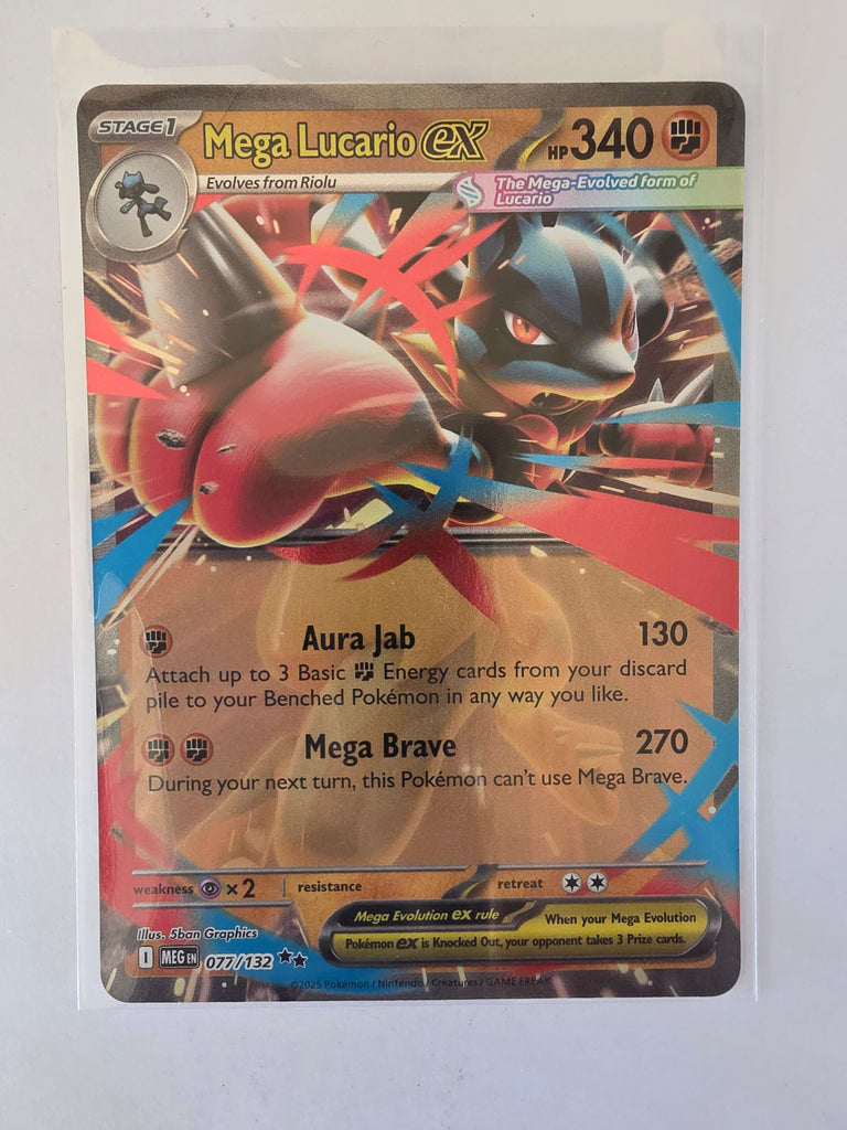 Pokemon TCG Mega Evolutions | #077/132 | Mega Lucario ex | Double Rare Funporium Pokemon TCG Mega Evolutions | #077/132 | Mega Lucario ex | Double Rare Funporium