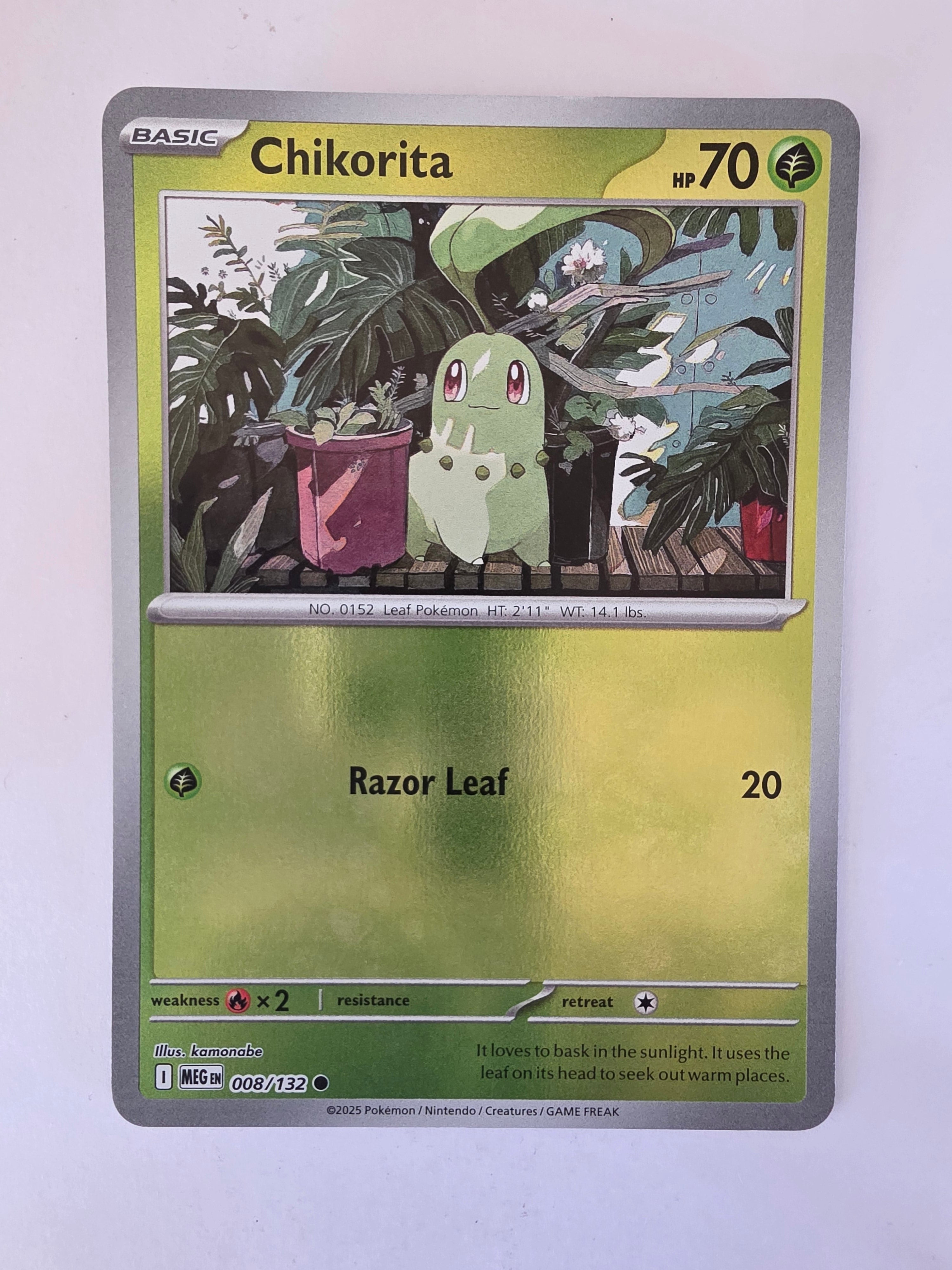 chikorita pokemon card Pokemon TCG Mega Evolutions | #008/132 | Reverse Holo | Chikorita