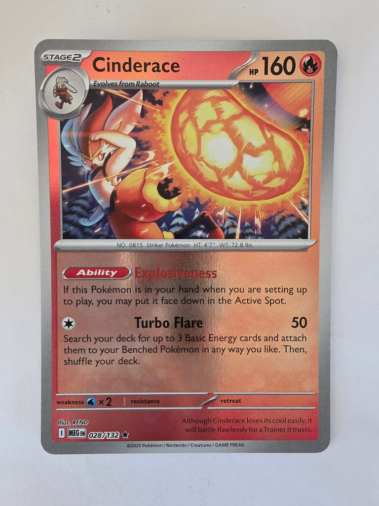 Pokemon TCG Mega Evolutions | #028/132 | Reverse Holo | Cinderace | Rare
