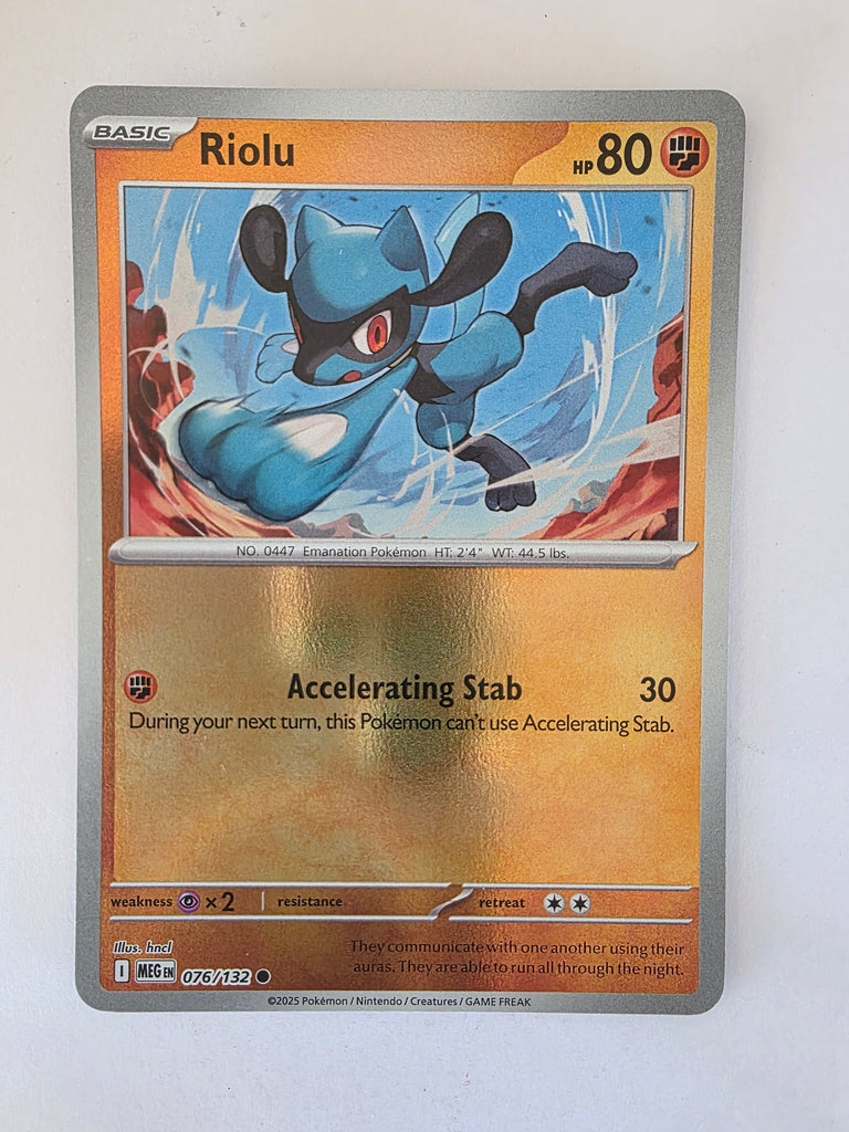 Pokemon TCG Mega Evolutions | #076/132 | Reverse Holo | Riolu | Common Funporium Pokemon TCG Mega Evolutions | #076/132 | Reverse Holo | Riolu | Common Funporium