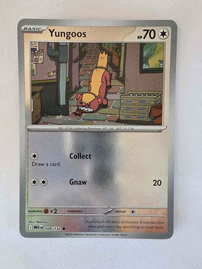 Trading card featuring a character with text and numbers on a white background