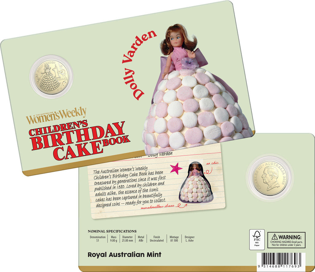 AWW Children's Cake Book Coins | Dolly Varden Carded Coin | Limit 1 Per Person