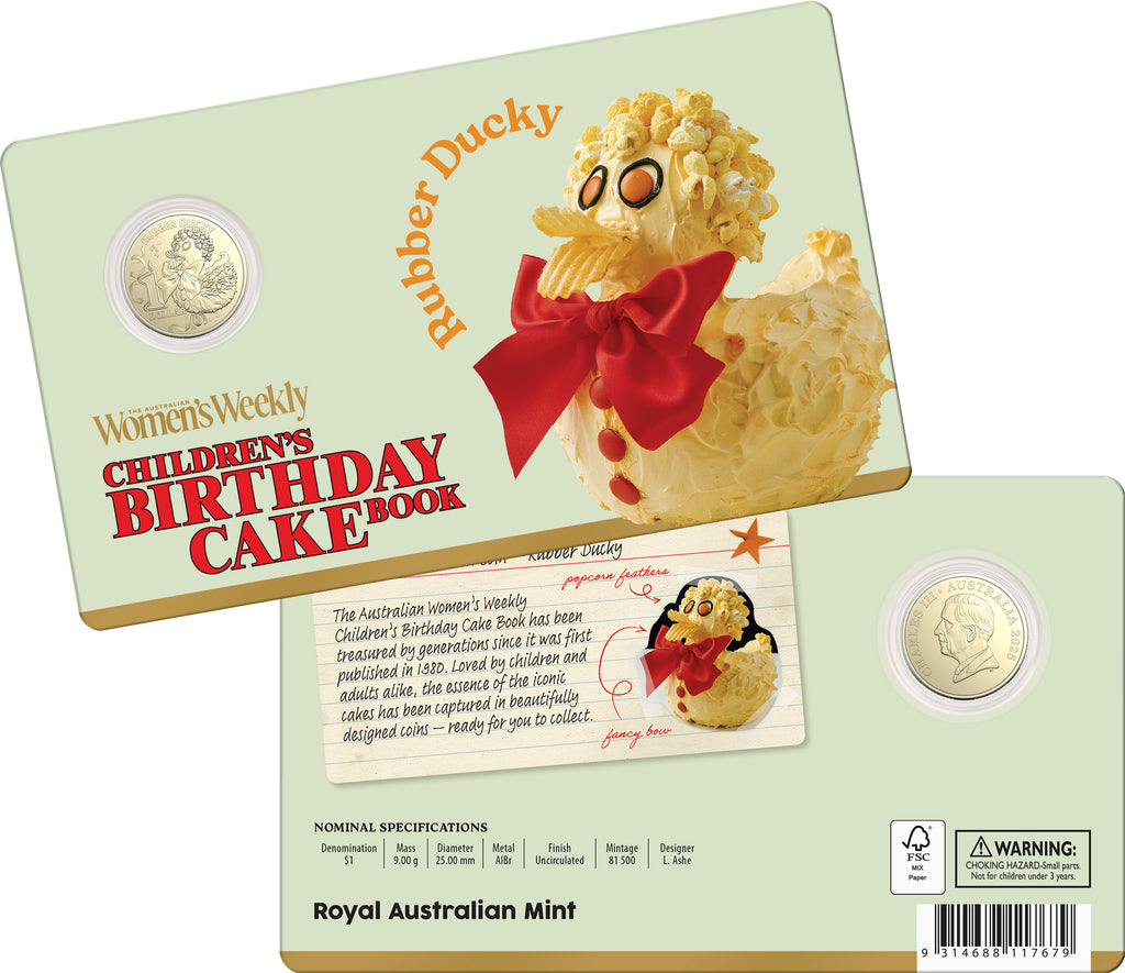 AWW Children's Cake Book Coins | Rubber Ducky Carded Coin | Limit 1 Per Person