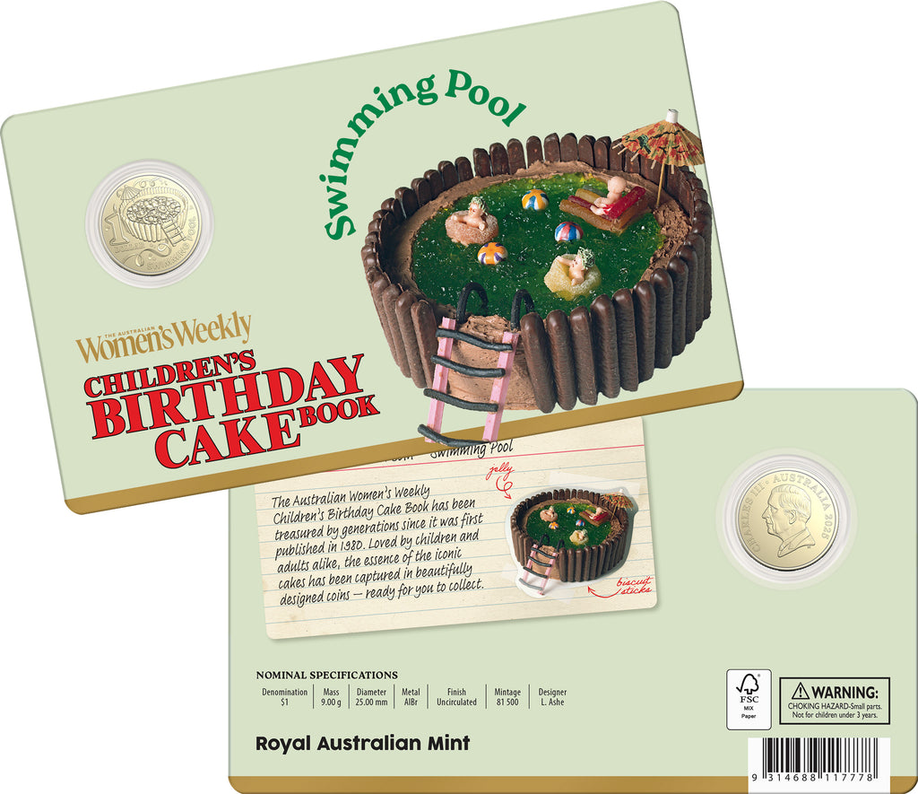 AWW Children's Cake Book Coins | Swimming Pool Carded Coin | Limit 1 Per Person
