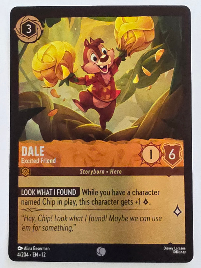 Disney Lorcana Wilds Unknown | Reverse Holo | #004/204 | Dale Excited Friend | Common