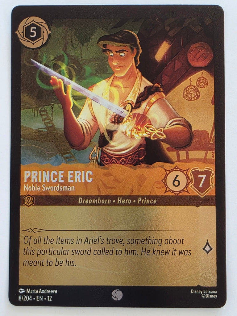 Disney Lorcana Wilds Unknown | Reverse Holo | #008/204 | Prince Eric Noble Swordsman | Common