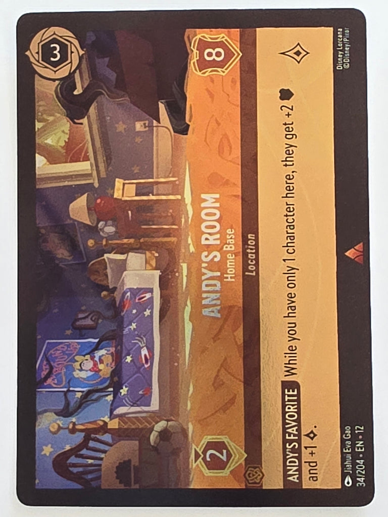 Disney Lorcana Wilds Unknown | Reverse Holo | #034/204 | Andy's Room Home Base | Rare