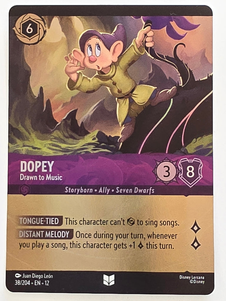 Disney Lorcana Wilds Unknown | Reverse Holo | #038/204 | Dopey Drawn to Music | Uncommon