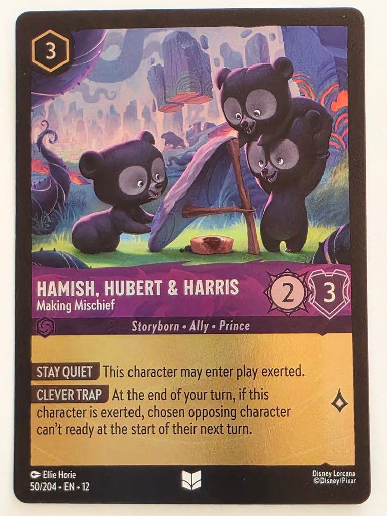 Disney Lorcana Wilds Unknown | Reverse Holo | #050/204 | Hamish Hubert & Harris Making Mischief | Uncommon