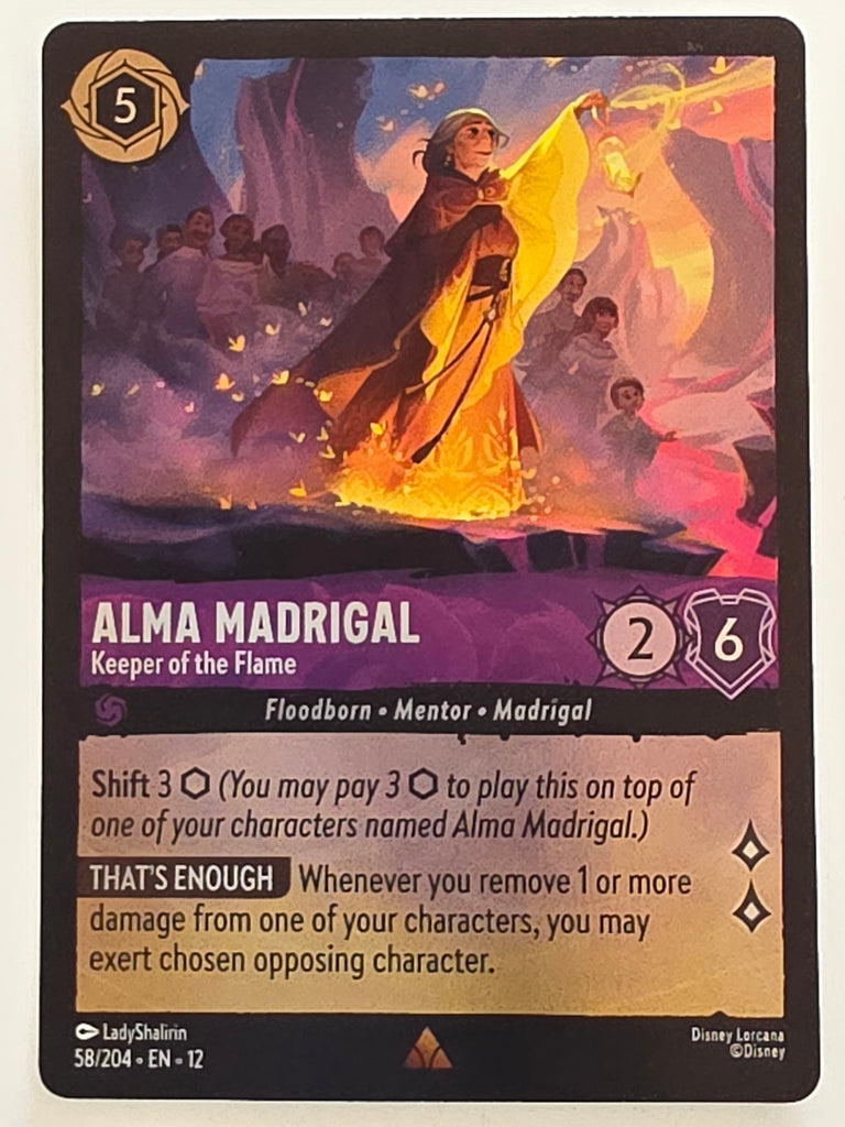 Disney Lorcana Wilds Unknown | Reverse Holo | #058/204 | Alma Madrigal Keeper of the Flame | Rare